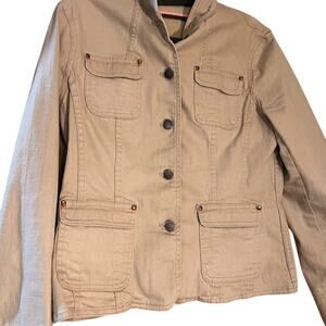 Gianni Bini 90% Cotton Cream‎ Long Sleeve Jean Jacket, Size M